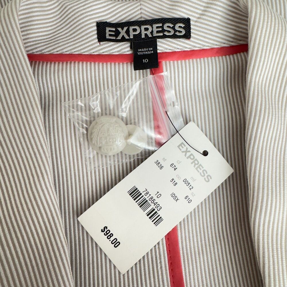 New Express Striped Two Button Blazer Women's Size 10 - Picture 5 of 11